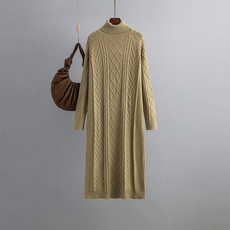 Women's High-Neck Midi Sweater Dress