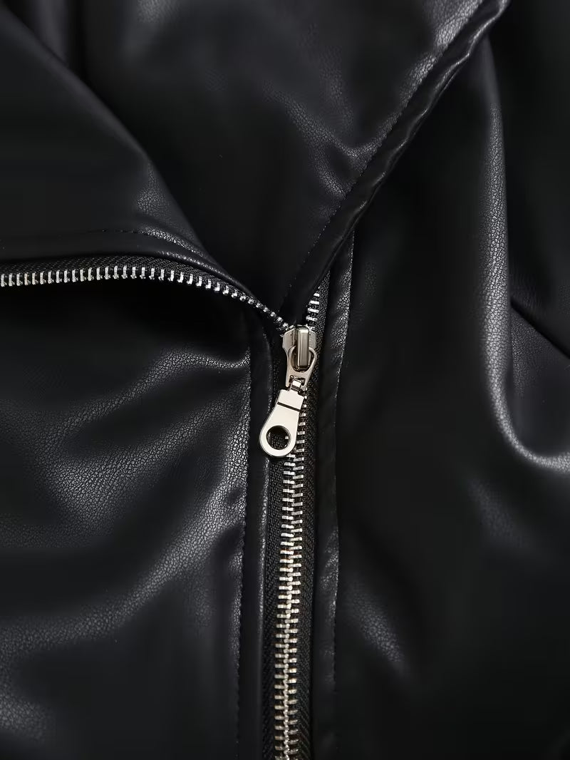 Men's Black Faux Leather Motorcycle Vest