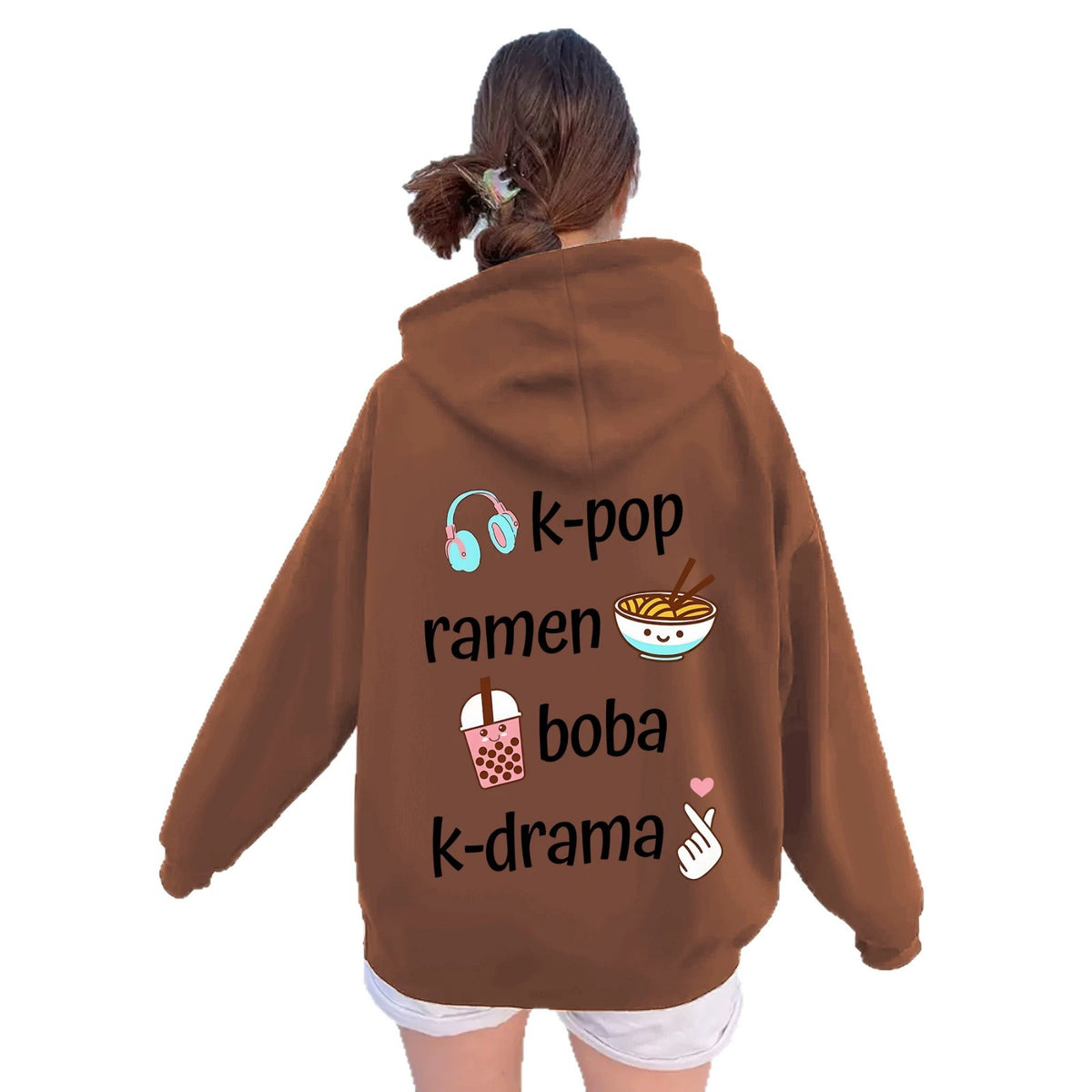 Printed and flannel hoodie for women