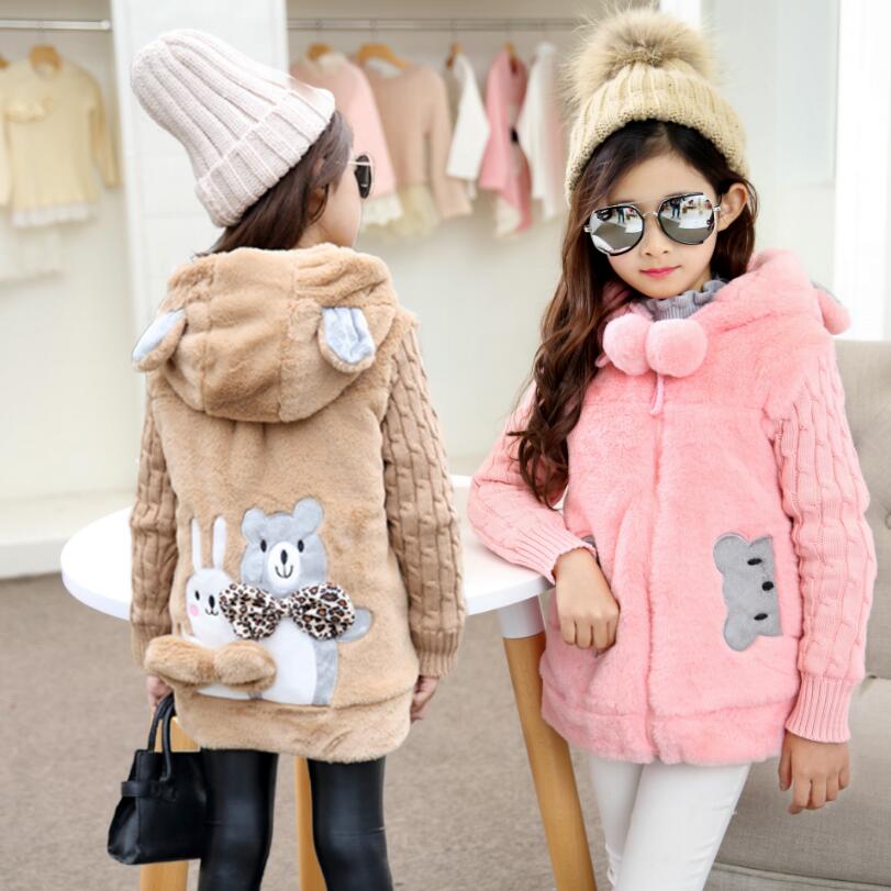 Girls’ Bear Faux-Fur Fleece Coat