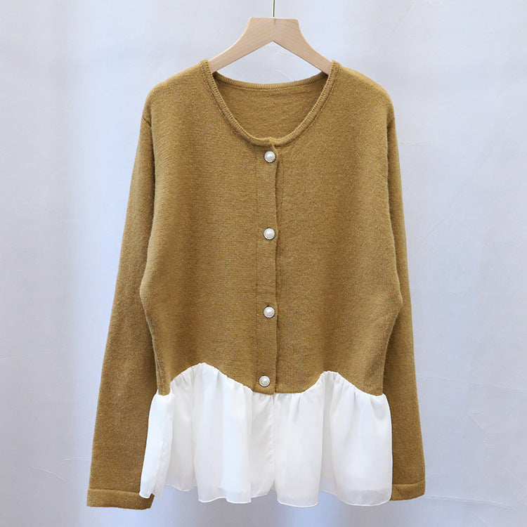 Round-Neck Button-Front Cardigan