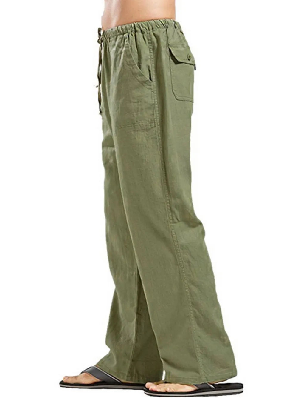 Men's Plus Size Drawstring Straight-Leg Pants