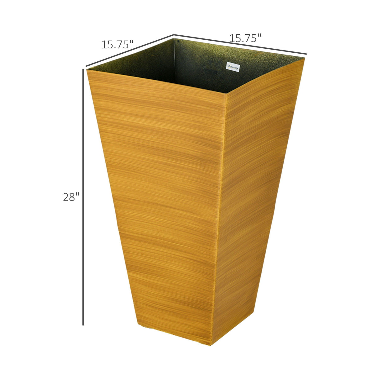 Outsunny Large Faux-Wood Tapered Planters – Set of 3