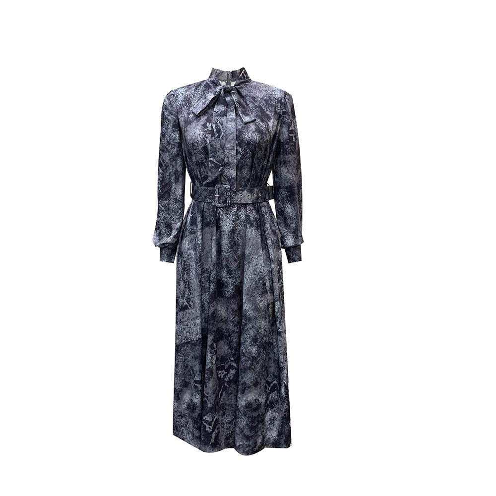 Women's Plus Size Printed Belted Banquet Dress
