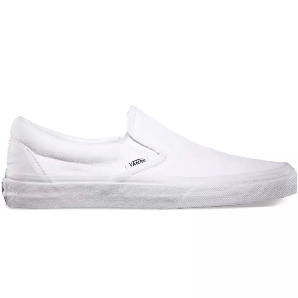 Vans Kids’ Classic Slip-On Sneakers — All White, New