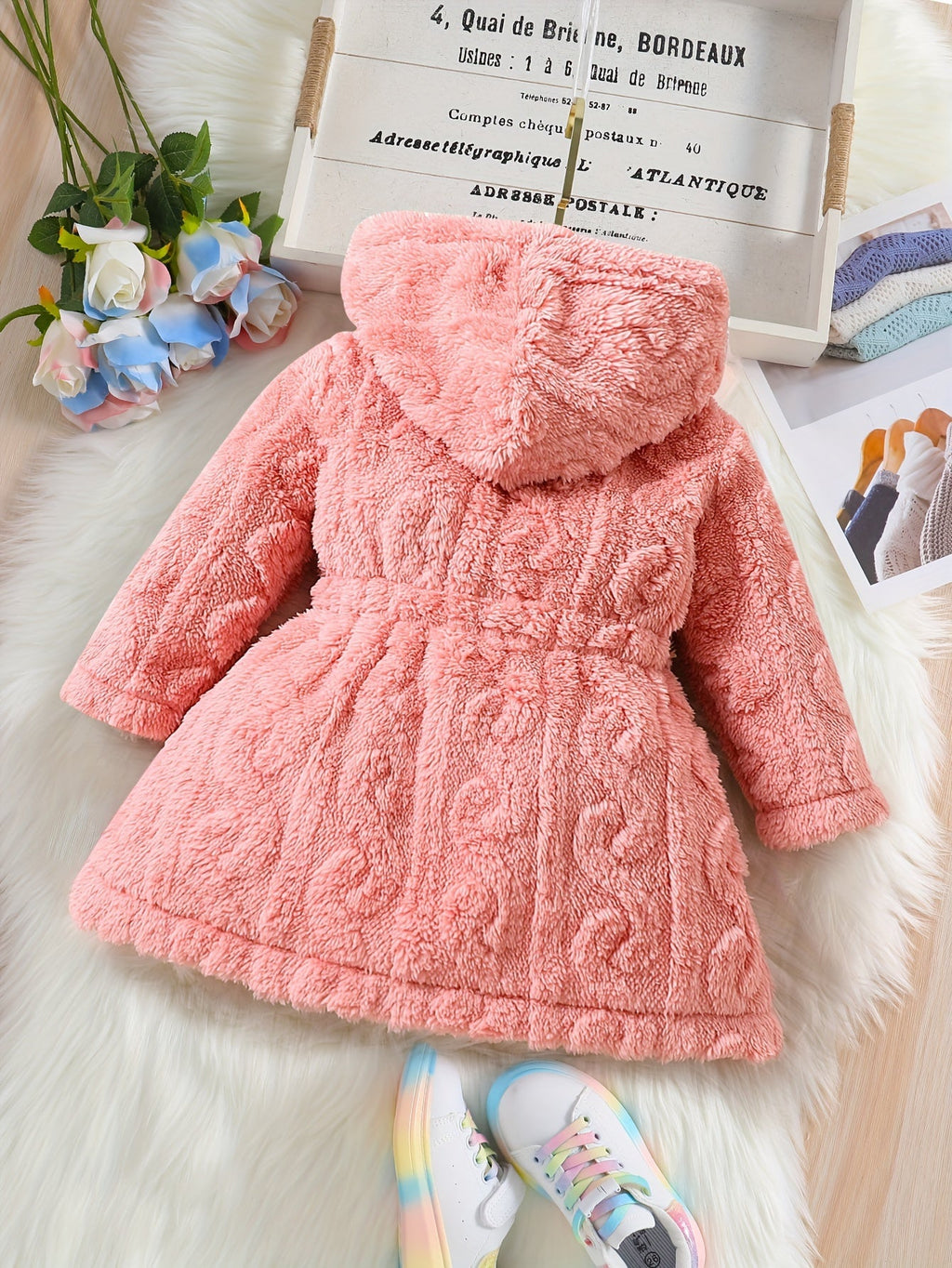 Girls’ Fuzzy Fleece Hooded Zip-Up Jacket