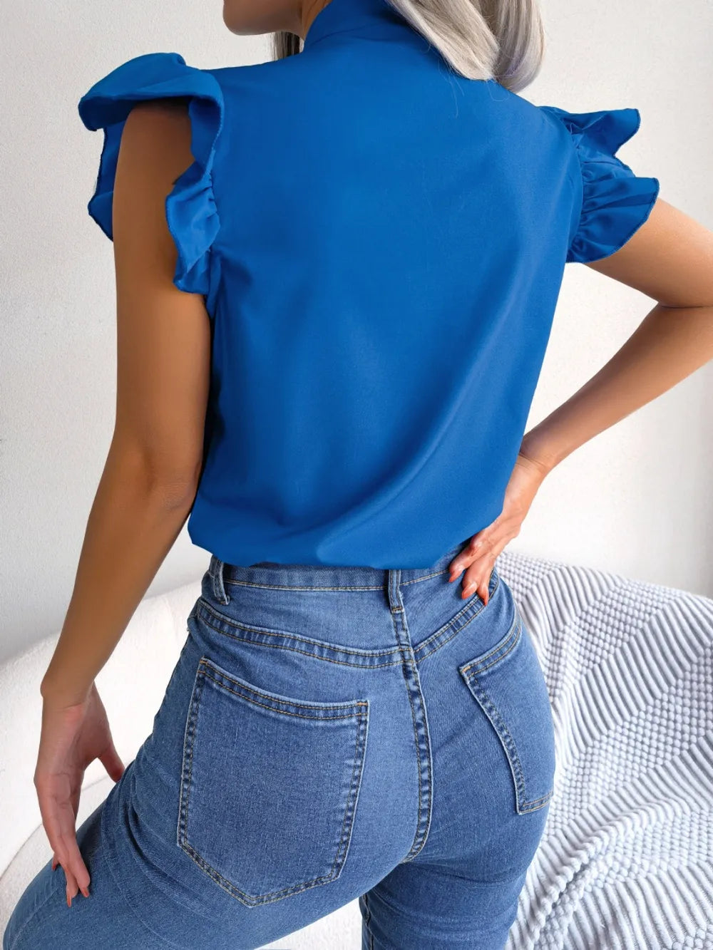 Women's Tie-Neck Cap-Sleeve Blouse