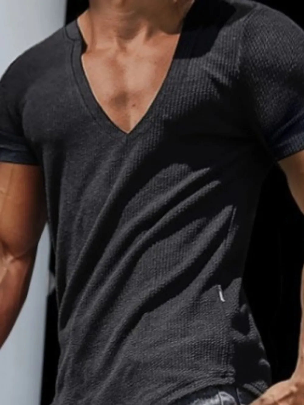 Men's Plus Size Notched-Neck Short-Sleeve T-Shirt