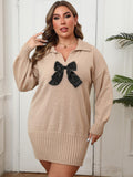 Women's Plus Size Polo-Neck Knit Dress