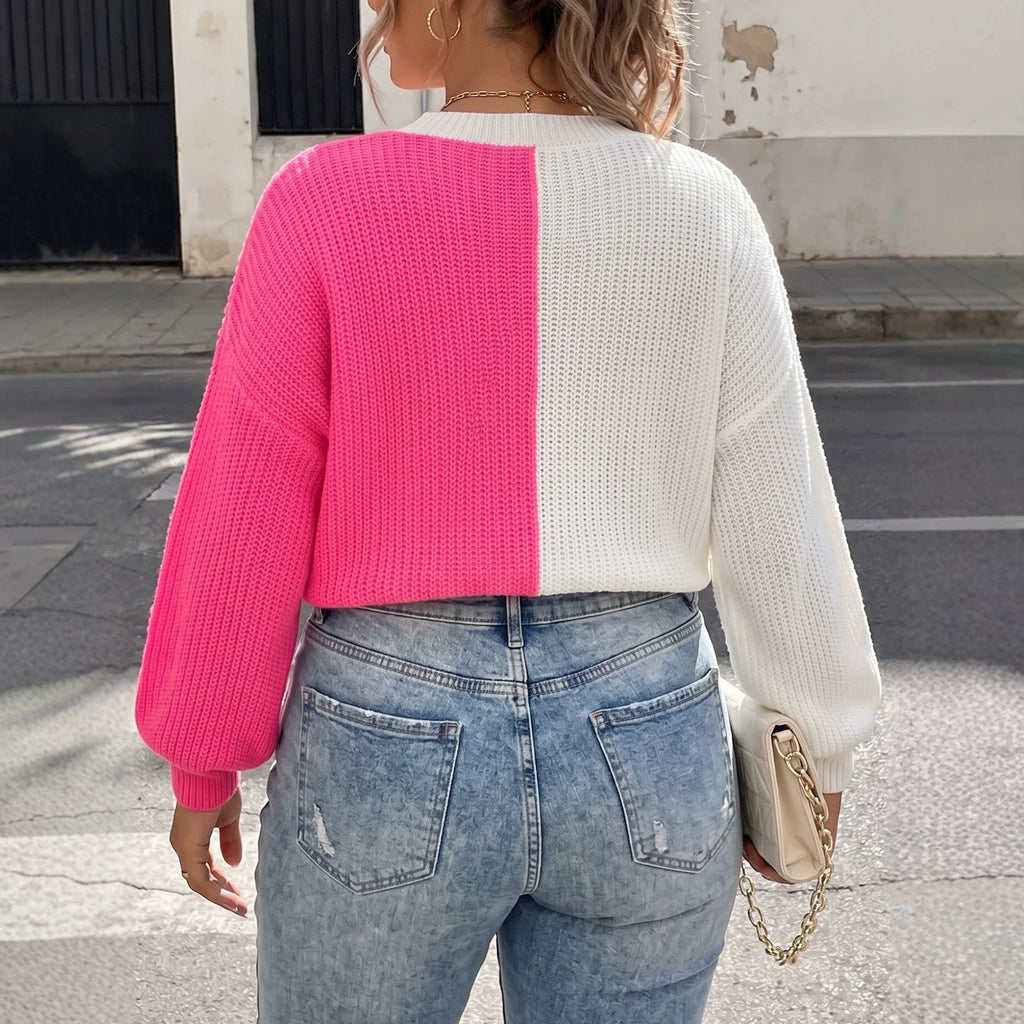 Women's Plus Size Heart-Patch Knit Sweater