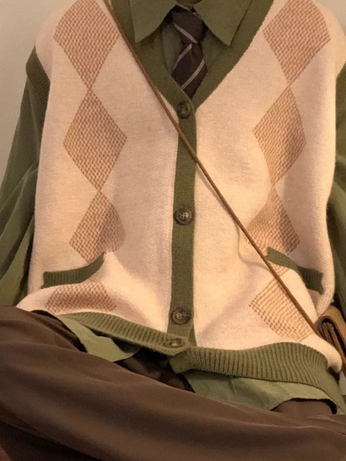 Men's Argyle Knit Button-Up Sweater Vest