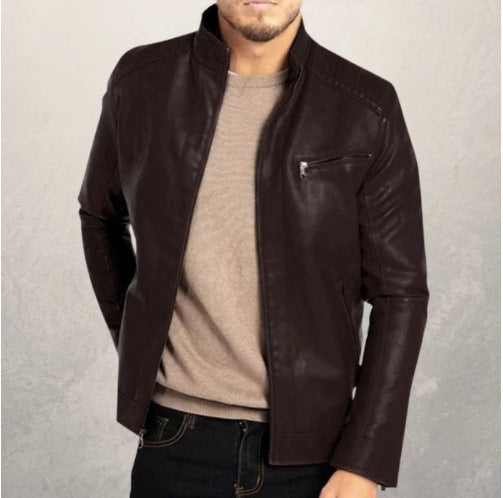 Men's Punk Stand-Collar Motorcycle Jacket
