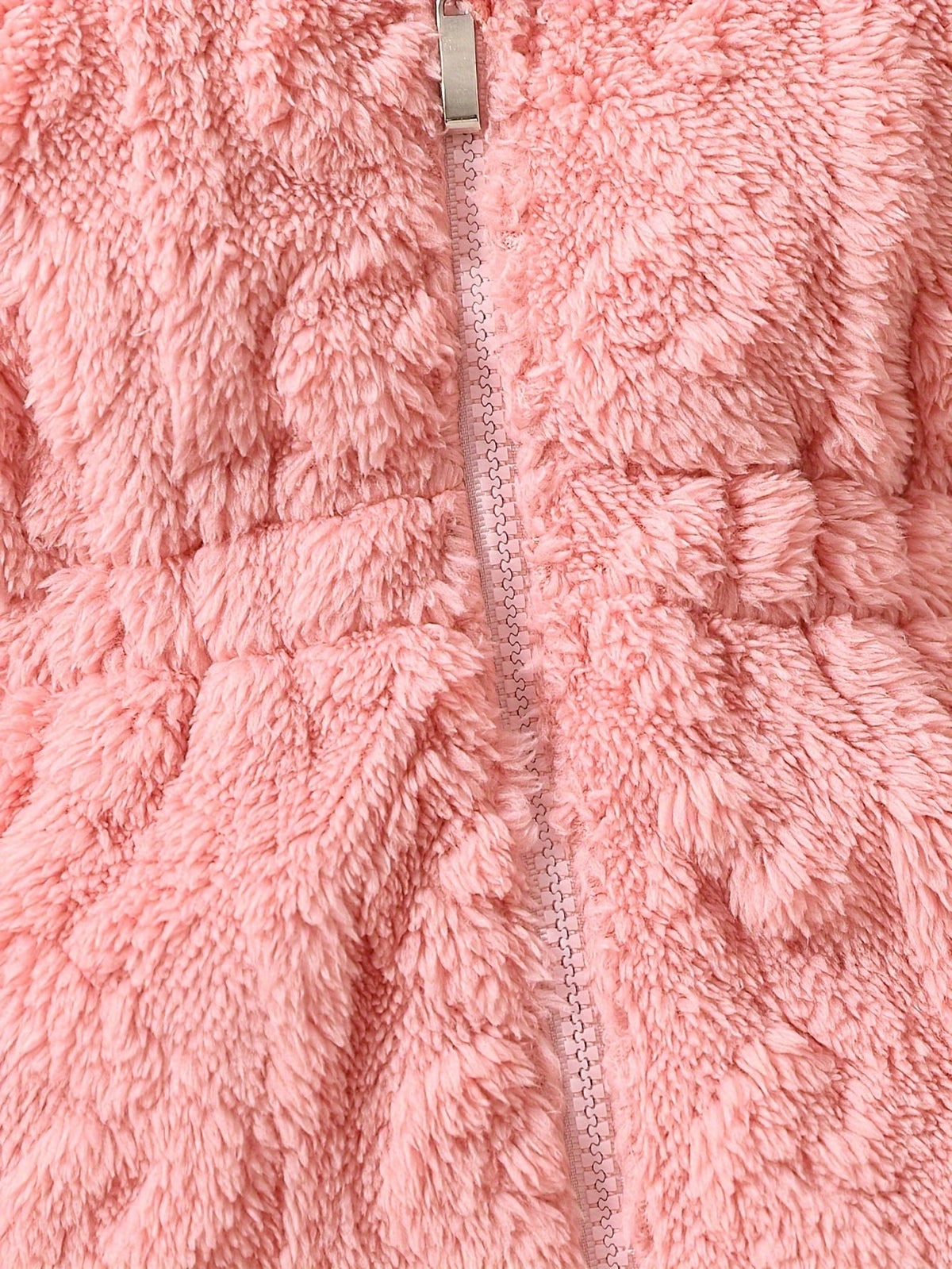 Girls’ Fuzzy Fleece Hooded Zip-Up Jacket