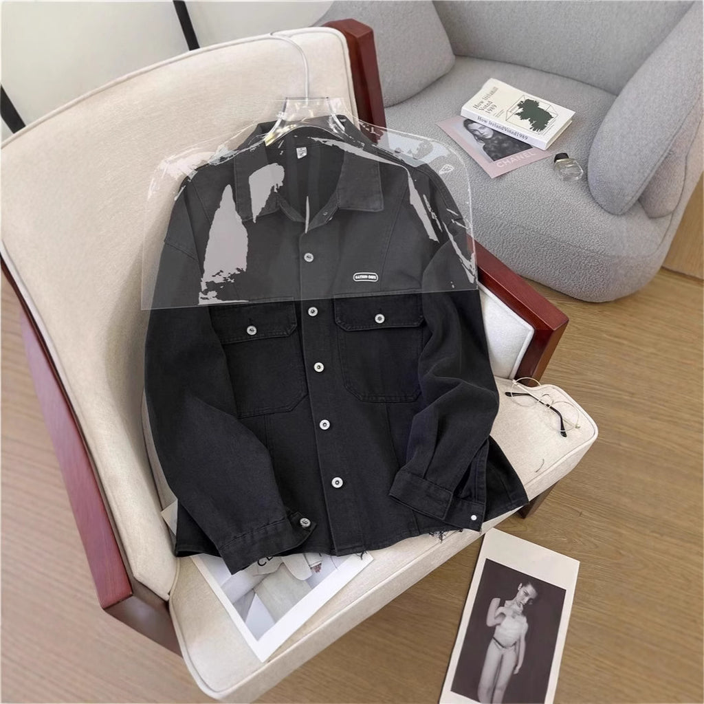 Women's Plus Size Loose-Fit Black Denim Jacket