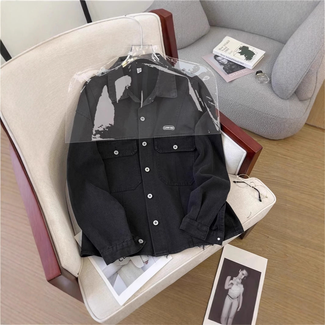 Women's Plus Size Loose-Fit Black Denim Jacket