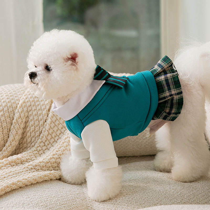 Autumn And Winter New Puppy Dog College Style Uniform Bow Tie Cat Fake Two Pieces Couple Clothes Small And