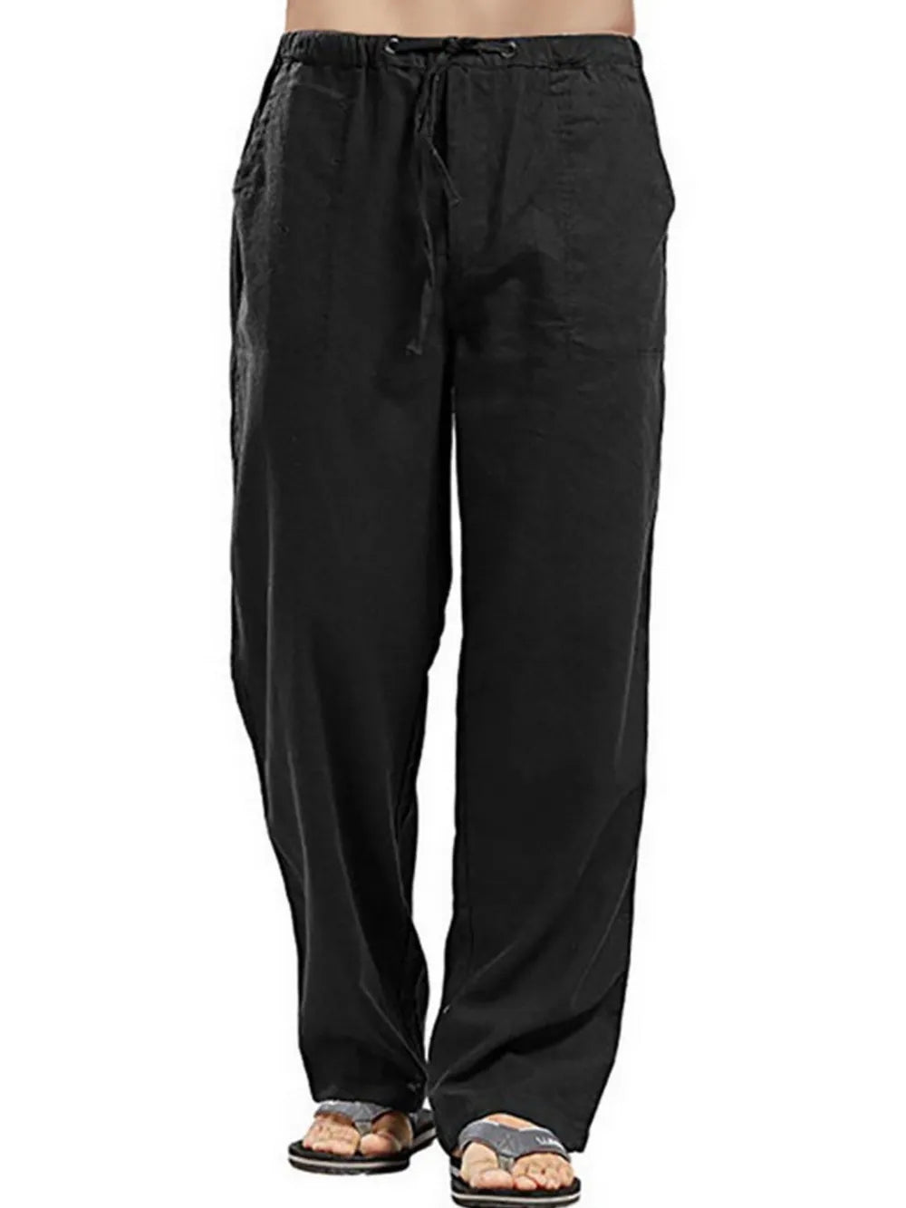 Men's Plus Size Drawstring Straight-Leg Pants