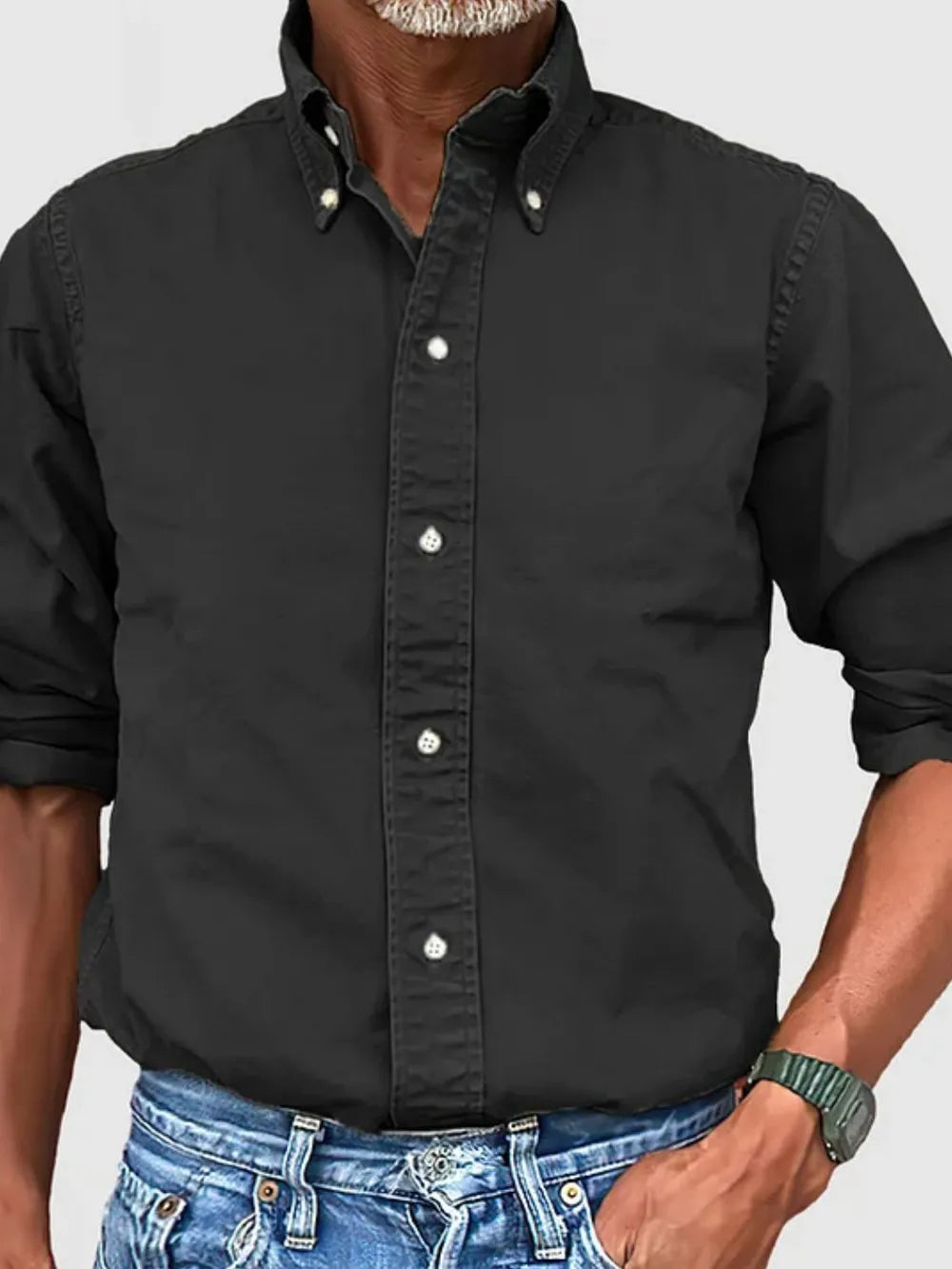 Men's Plus Size Collared Button-Down Shirt