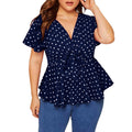 Women's Plus Size Polka-Dot Tie-Front Chiffon Blouse