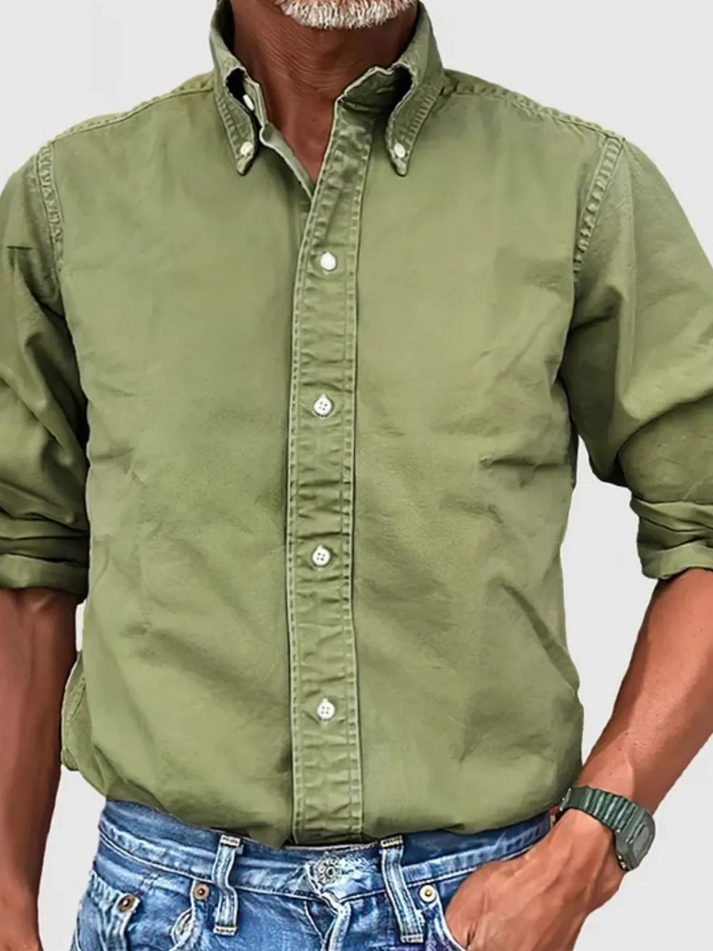 Men's Plus Size Collared Button-Down Shirt