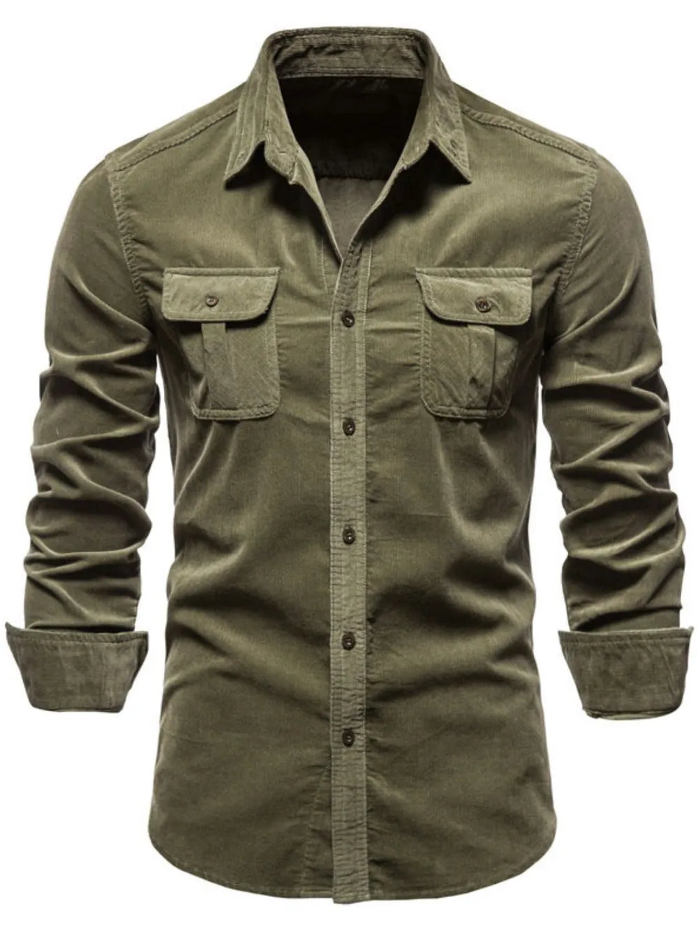 Men's Plus Size Solid Button-Down Collared Shirt