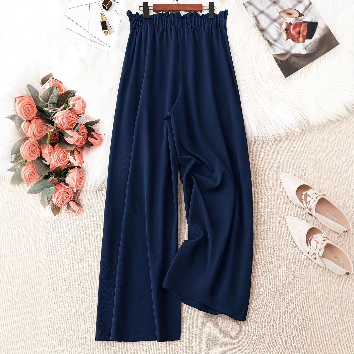 Women's Plus Size Tie-Waist Wide-Leg Pants