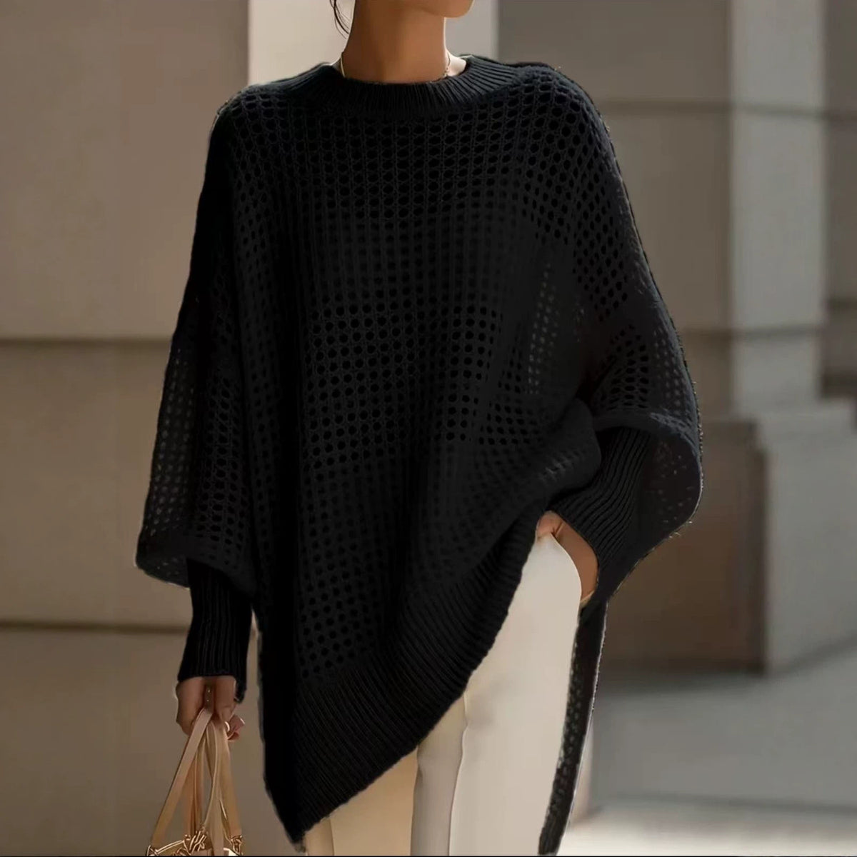 Hollow out pullover knitted sweater loose sweater