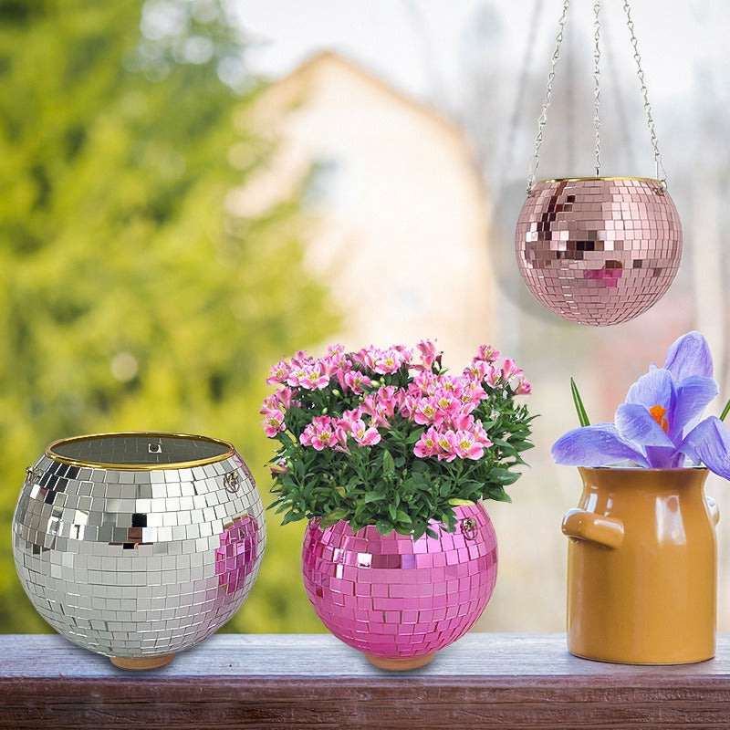 Hanging Disco Ball Flower Planter