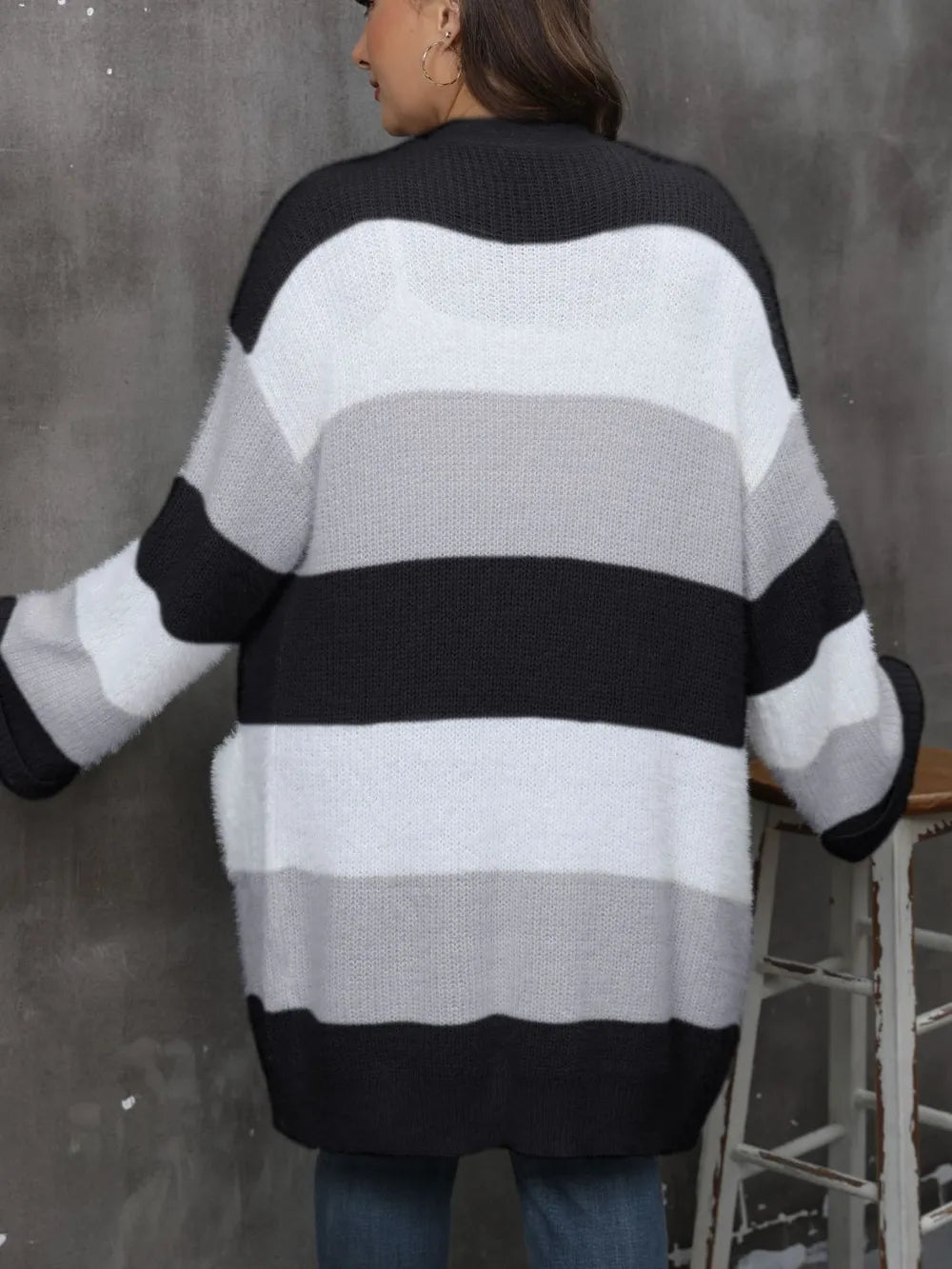 Women's Plus Size Open-Front Long Cardigan
