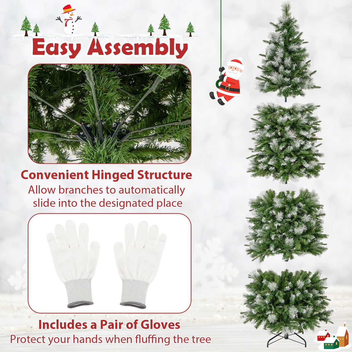 6/7.5/9 ft Artificial Christmas Tree with Warm-White LED Lights