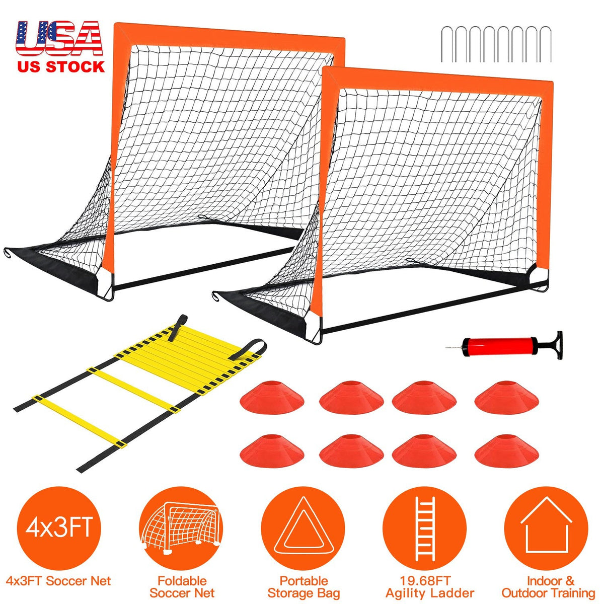 Kids' 4 x 3 Ft Soccer Training Goal & Agility Set