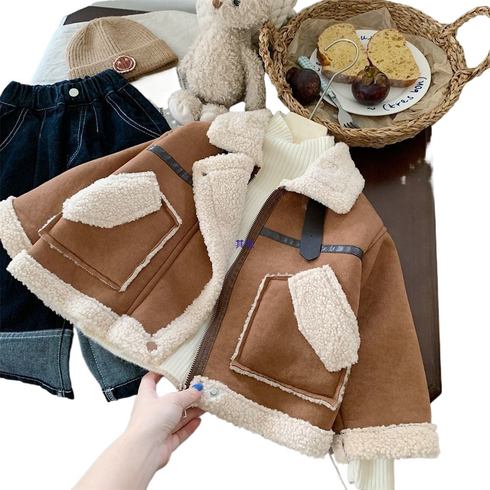 Girls’ Fleece-Lined Lambswool Coat
