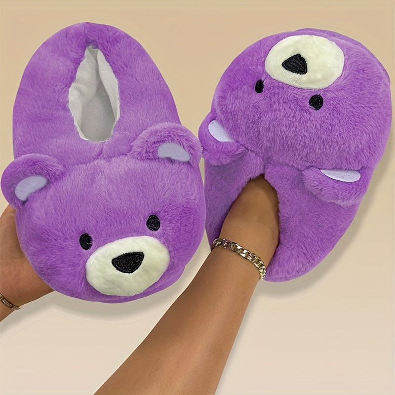 Polar Bear Plush Slippers — Blue & Purple Tie-Dye