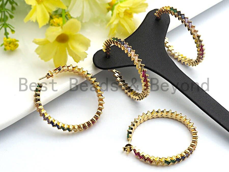 Rainbow Cubic Zirconia Pavé Hoop Earrings