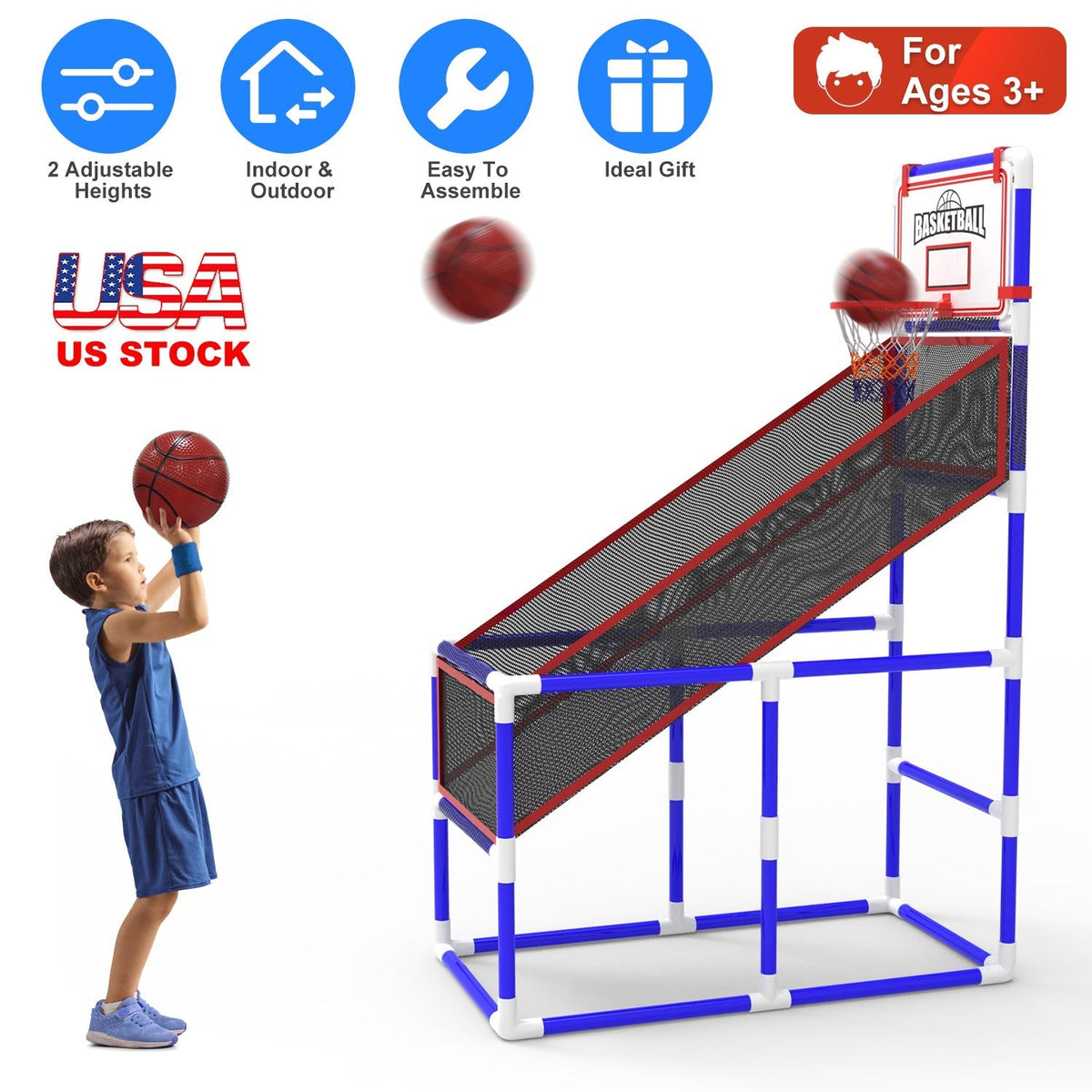 Kids' Adjustable Basketball Arcade Game Set