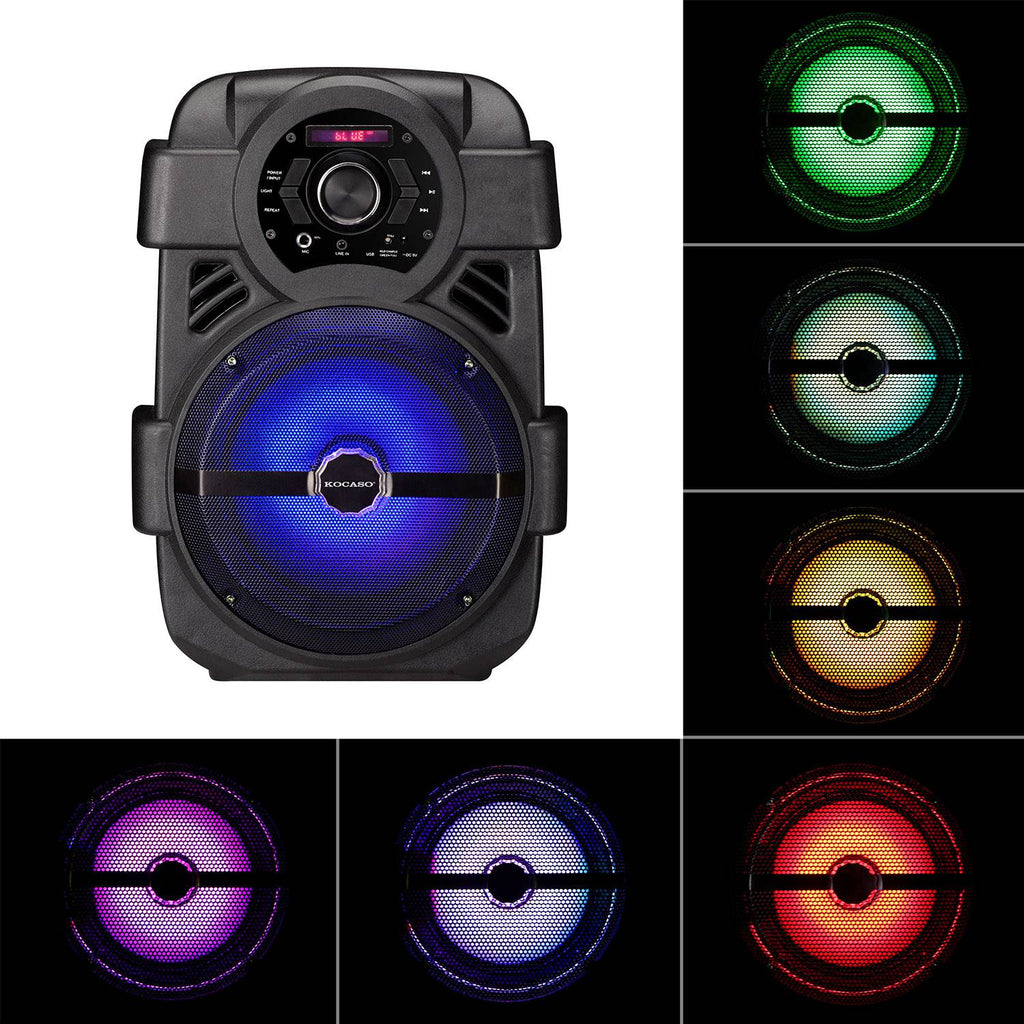 KOCASO 8-Inch Bluetooth PA Karaoke Speaker with Wired Mic