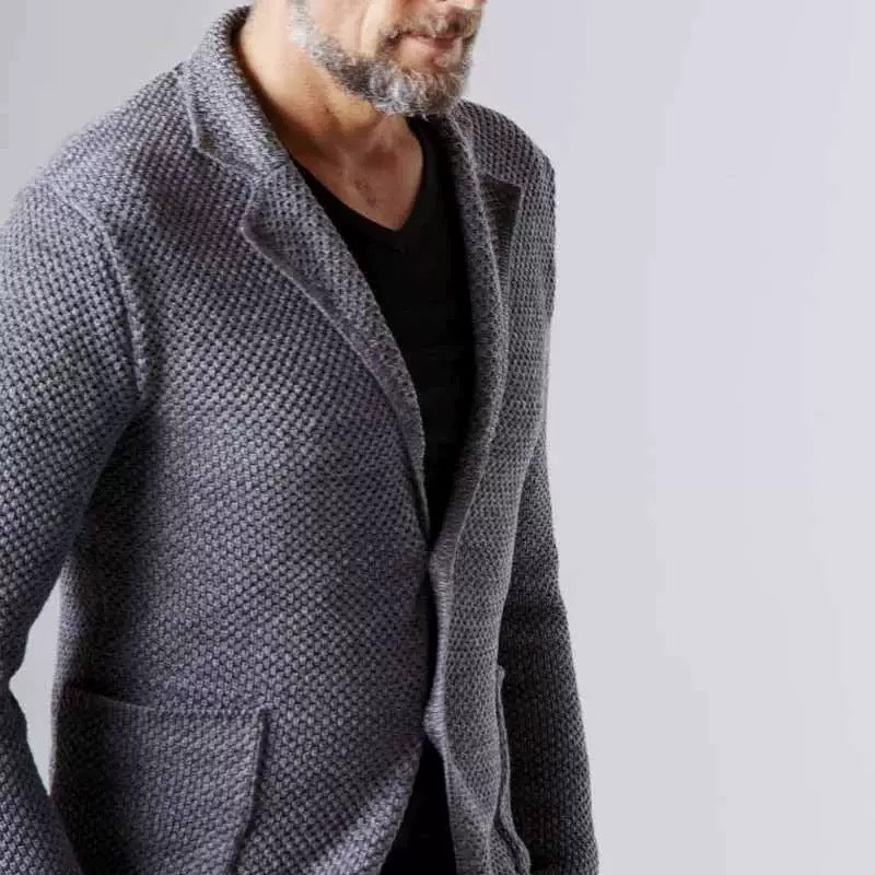 Men's Lapel-Collar Knit Cardigan Jacket