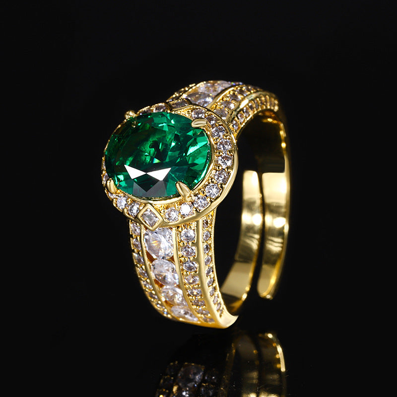 18K Gold-Plated Colorful Stone Statement Ring
