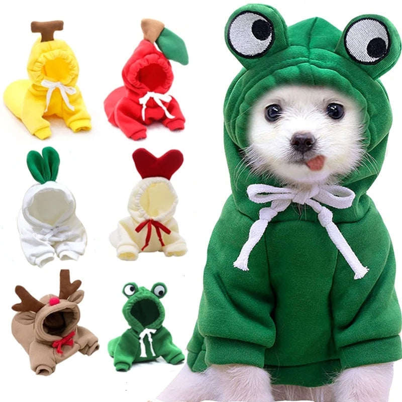 Fruit-Print Fleece Dog Hoodie for Small Dogs & Puppies