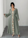 Women's Plus Size Lace Embroidered V-Neck Dress