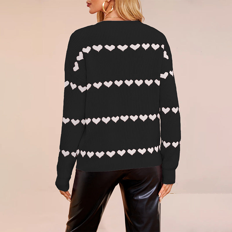 Heart Knit Pullover Sweater