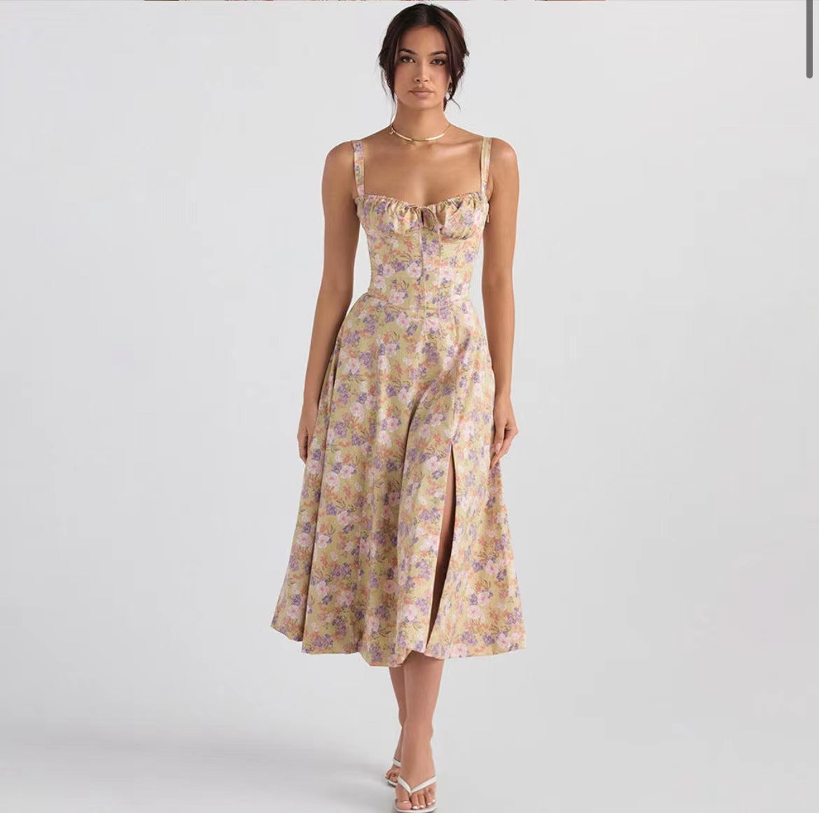 Floral Backless Sleeveless Midi Dress