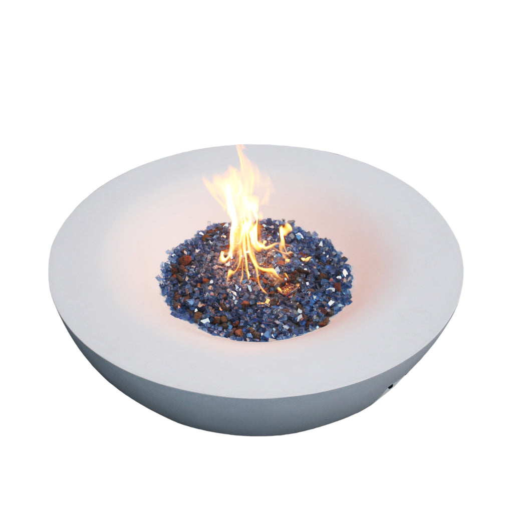 42-Inch Outdoor Concrete Propane Fire Pit Bowl – Antique White