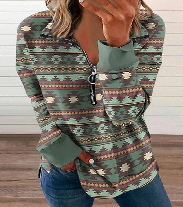 Women's Western-Style Zip Sweater