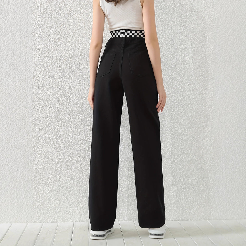High-Waisted Rhinestone-Detail Jeans