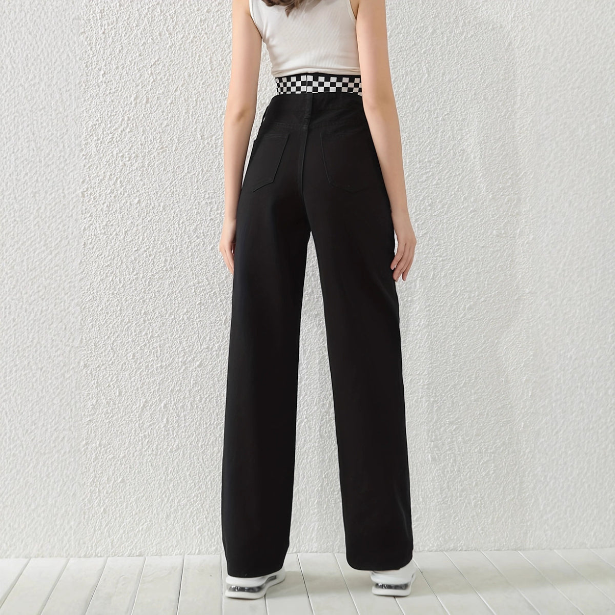 High-Waisted Rhinestone-Detail Jeans