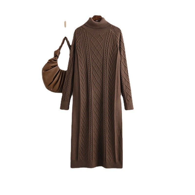 Women's High-Neck Midi Sweater Dress
