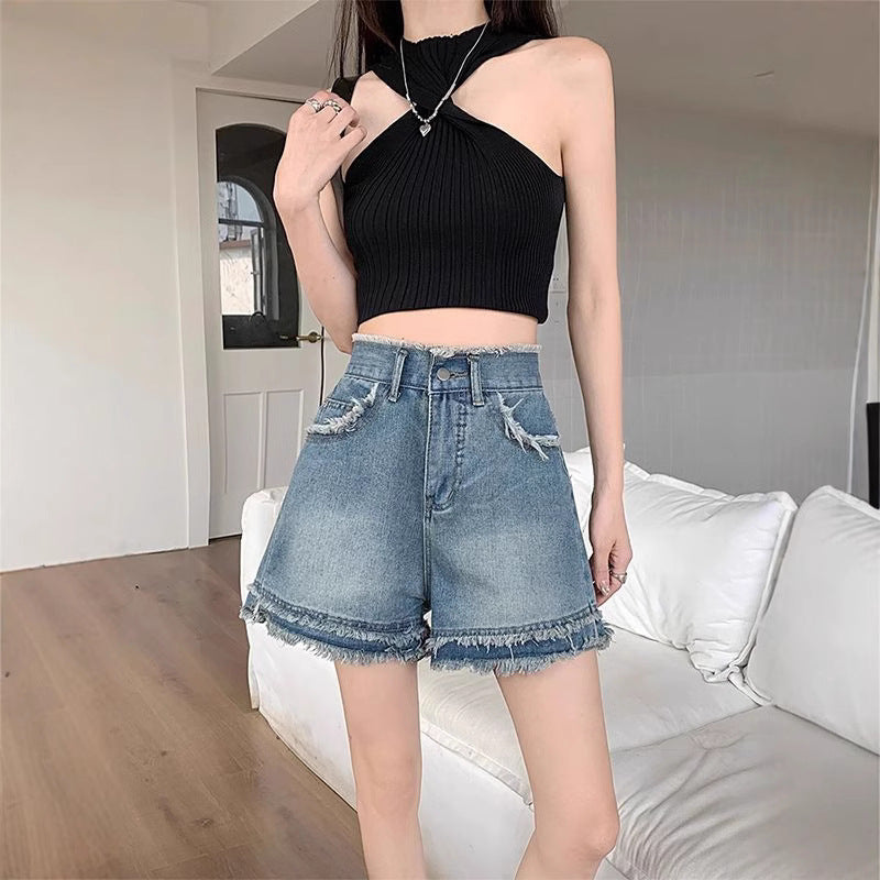 Women's Plus Size Wide-Leg Denim High-Waist Pants