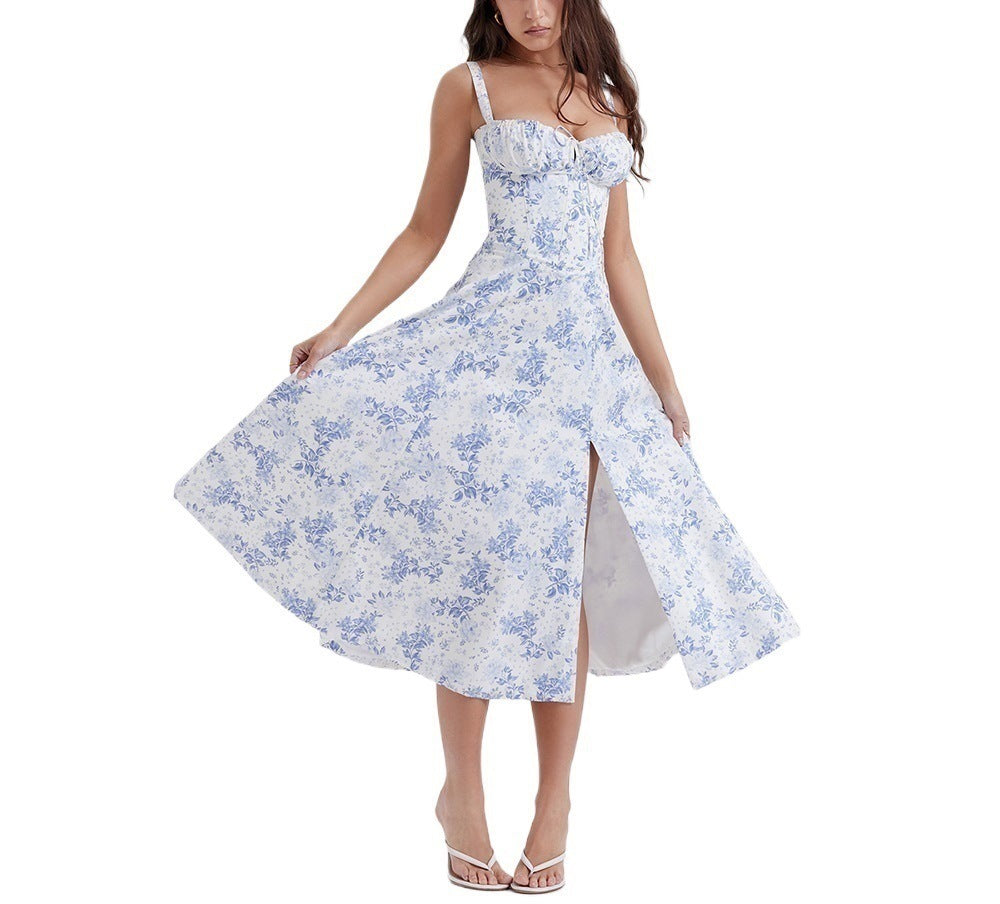 Floral Backless Sleeveless Midi Dress