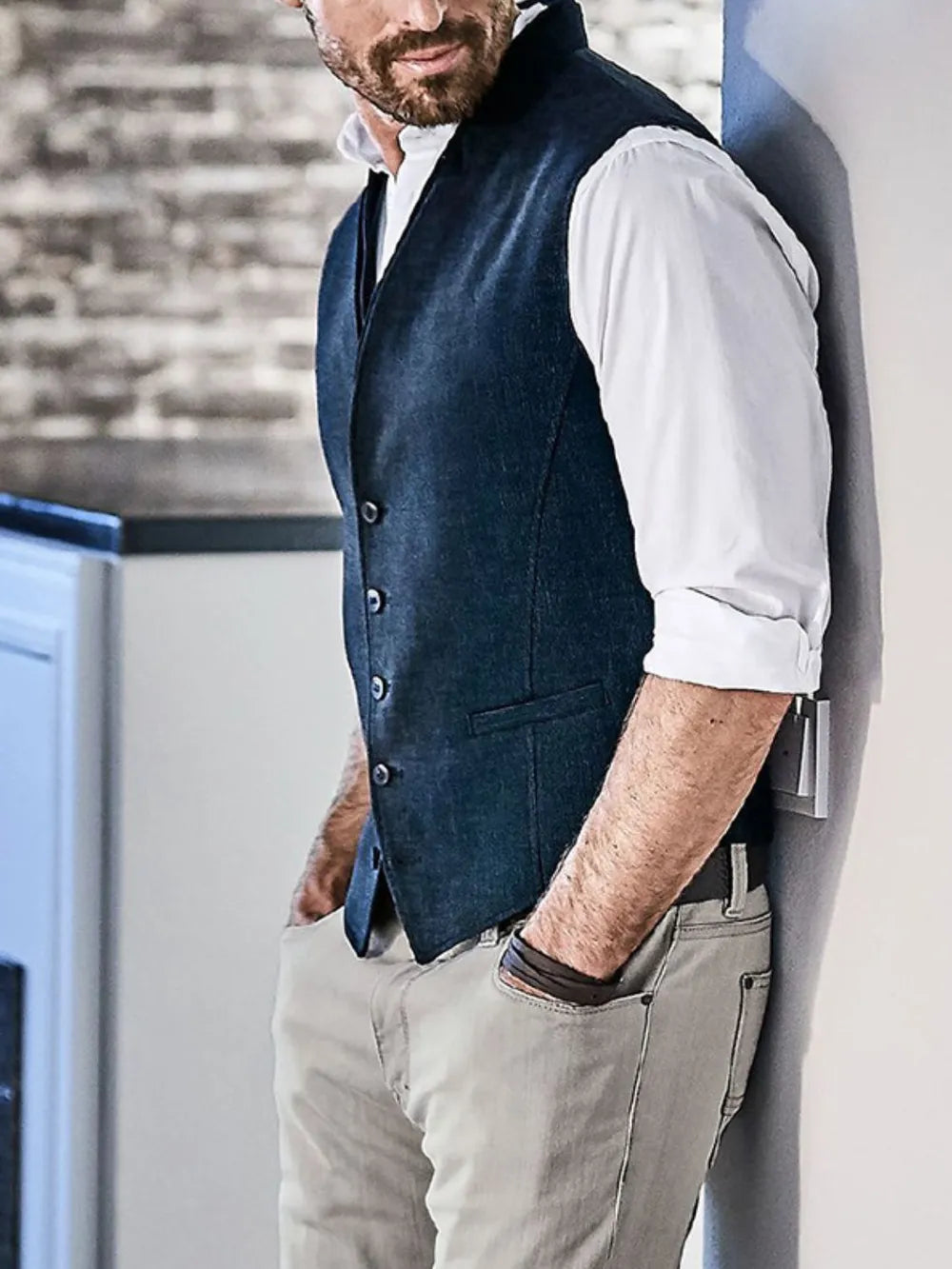 Men's Plus Size Button-Down Vest